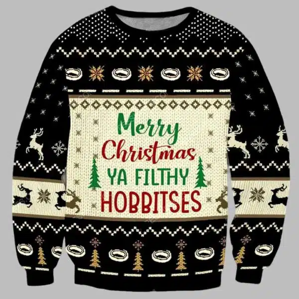 Merry Christmas You Filthy Hobbitses Ugly Christmas Sweater 1