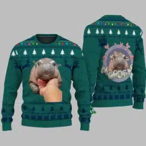 Moo Deng Cute Thai Baby Hippo Ugly Christmas Sweater 1 1