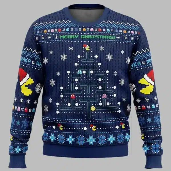 Pac Man Game Tree Christmas Ugly Christmas Sweater 1