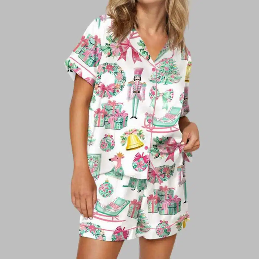 Preppy Christmas Satin Pajama Set 3