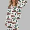 Red Truck Pine Tree Christmas Satin Pajama 1