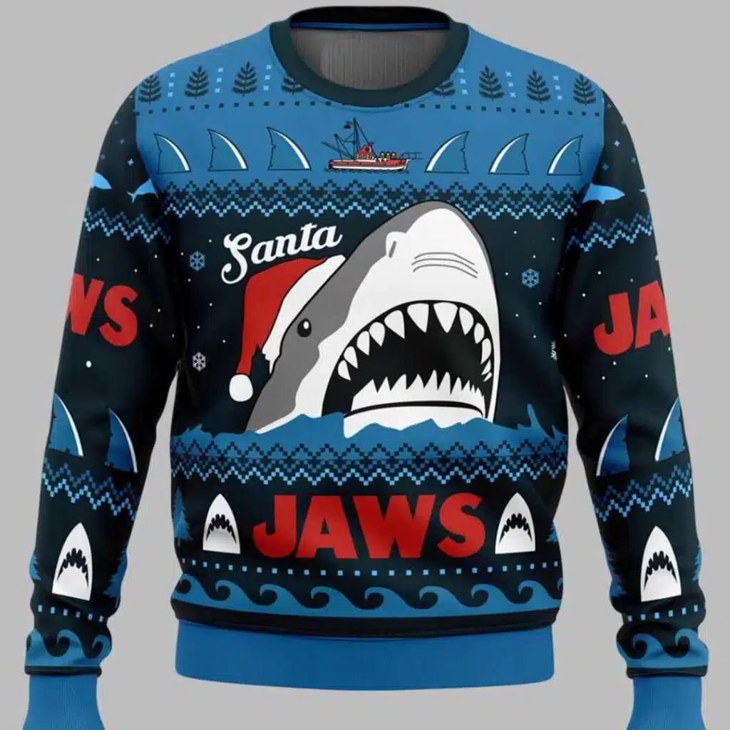 Santa Jaws Jaws Ugly Christmas Sweater 1