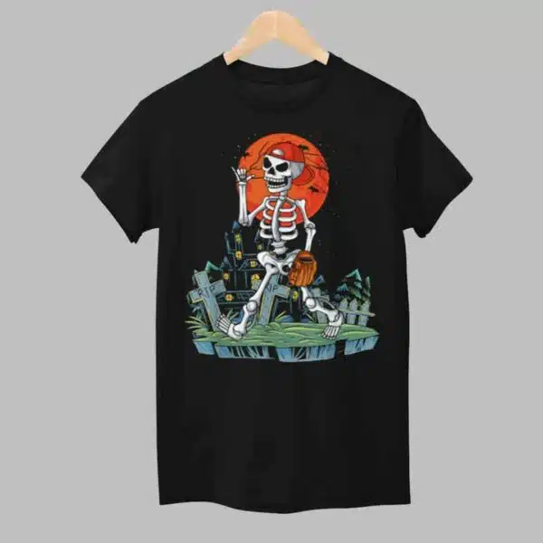 Skeleton Player Baseball Halloween Shirt 1