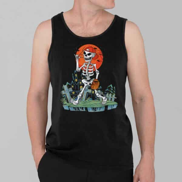 Skeleton Player Baseball Halloween Shirt 3