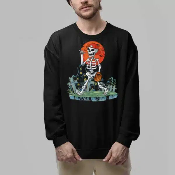 Skeleton Player Baseball Halloween Shirt 6