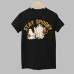 Stay Spooky Ghost Halloween Printed Casual Round Neck Shirt