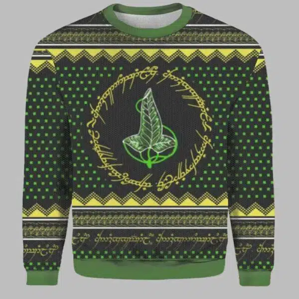 The Lord of The Rings Leaves of Lorien Christmas Sweater 1