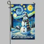 The Starry Night Snowman Let It Snow Christmas Flag
