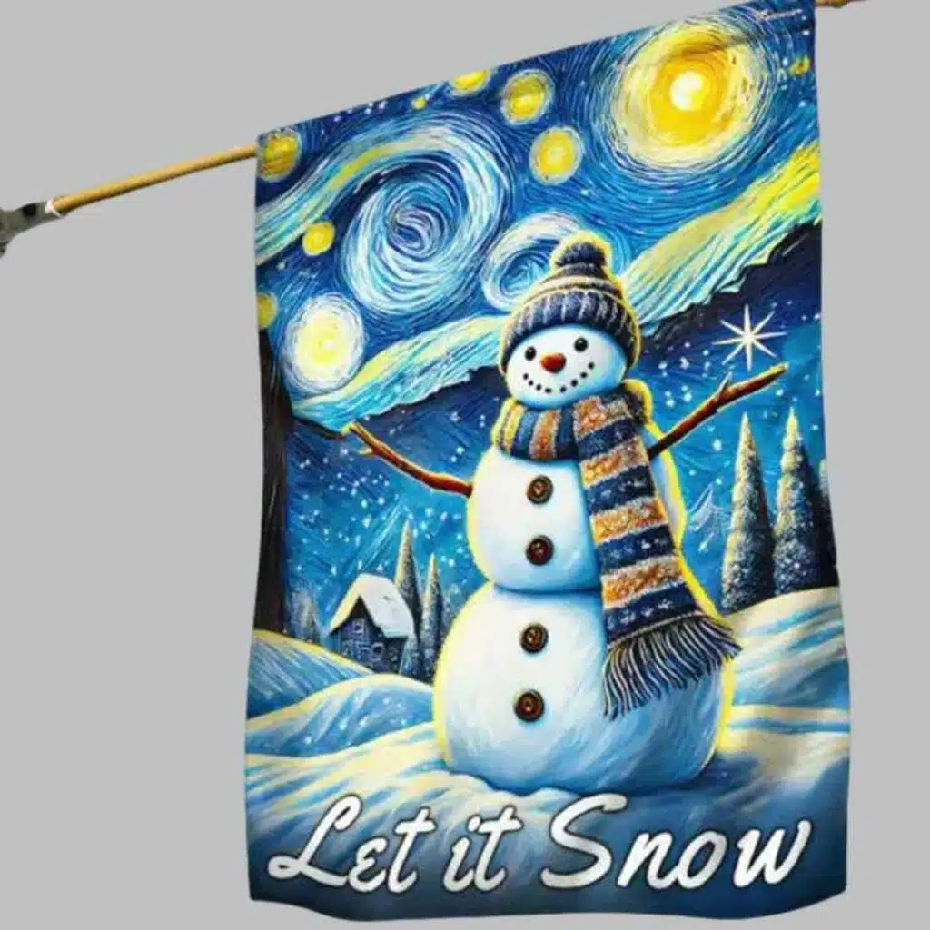 The Starry Night Snowman Let It Snow Christmas Flag 2