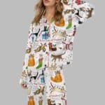 The Twelve Cats Of Christmas Satin Pajama Set