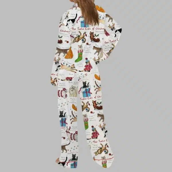 The Twelve Cats Of Christmas Satin Pajama Set 3