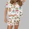 Watercolor Christmas Gingerbreads Satin Pajama Set 3