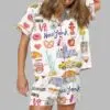 Watercolor New York City Satin Pajama Set 3