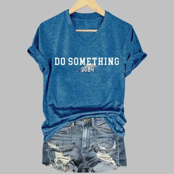 Womens Do Something and Blue Wave Print T Shirt 3