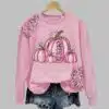 Womens Pink October Halloween Pumpkin Round Neck Sweatshirt 1