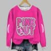 Womens Pink Out Football Breast Cancer Print Waffle Hooded Sweatshirt 1