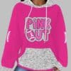 Womens Pink Out Football Breast Cancer Print Waffle Hooded Sweatshirt 3