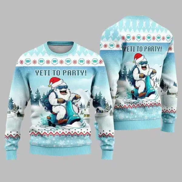 Yeti To Party Bigfoot With Snow Ugly Christmas Sweater 1