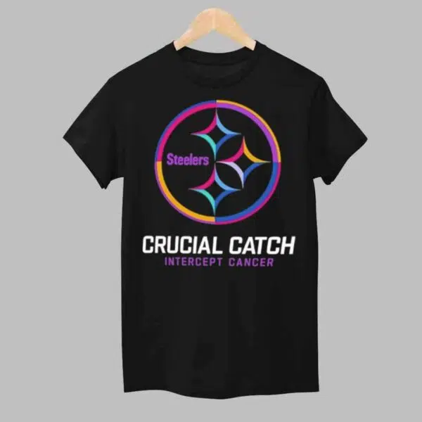 2024 Crucial Catch Intercept Cancer Steelers Black Shirt 1