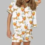 Aperol Spritz And Golden Retriever Satin Pajama Set
