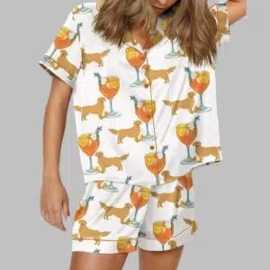 Aperol Spritz And Golden Retriever Satin Pajama Set 1