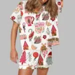 Be Merry Bright Retro Christmas Satin Pajama Set