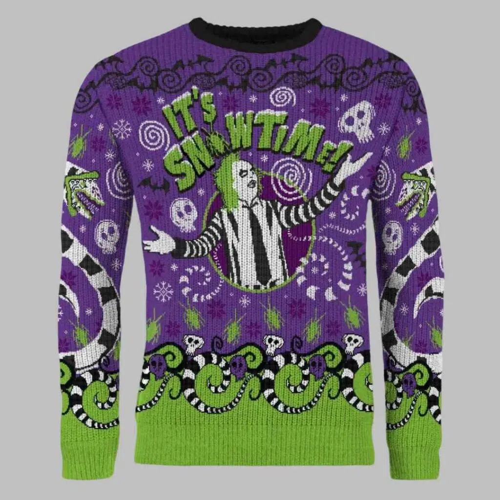 Beetlejuice Ghoul Tidings We Bring Ugly Christmas Sweater 3