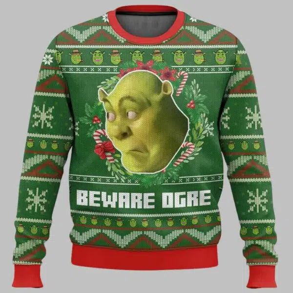 Beware Ogre Shrek Ugly Christmas Sweater 1