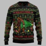 Bigfoot Squatching Through The Snow Ugly Christmas Sweater