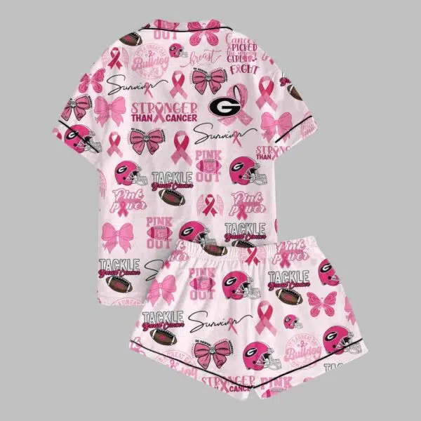 BullDogs Strong Than Cancer Button Down Pajama Set 3