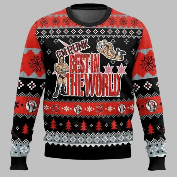 CM Punk WWE Ugly Christmas Sweater 1