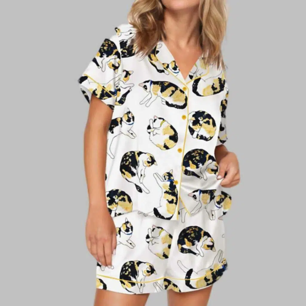 Calico Cat Satin Pajama Set 3