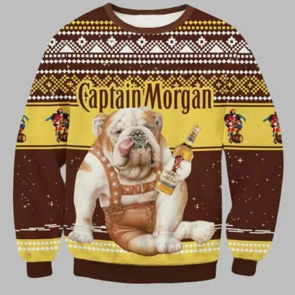 Captain Morgan Bulldog Ugly Christmas Sweater 1