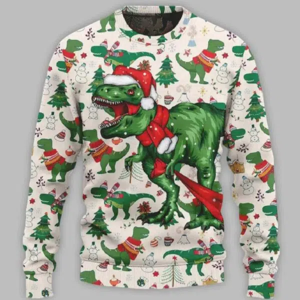 Christmas Dinosaur Ugly Christmas Sweater 1