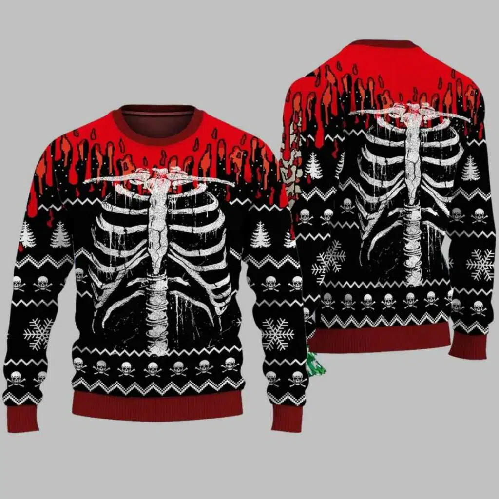 Christmas Lights Skeleton Ugly Christmas Sweater 3