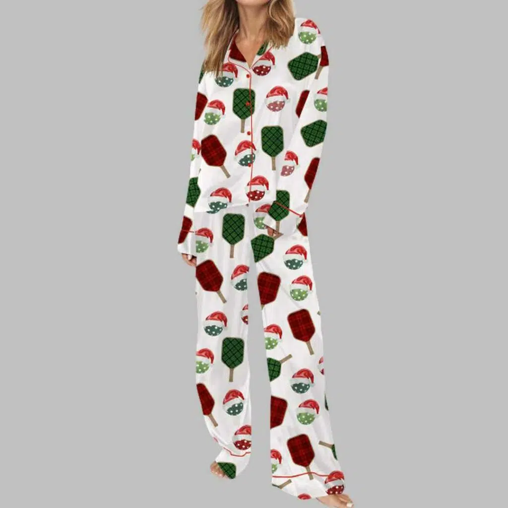 Christmas Pickleball Satin Pajama Set 3