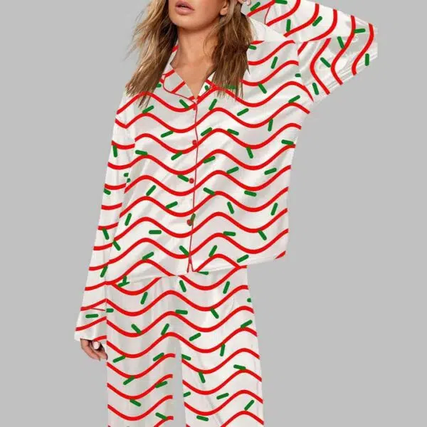 Christmas Tree Cake Stripes And Sprinkles Pajama Set 1