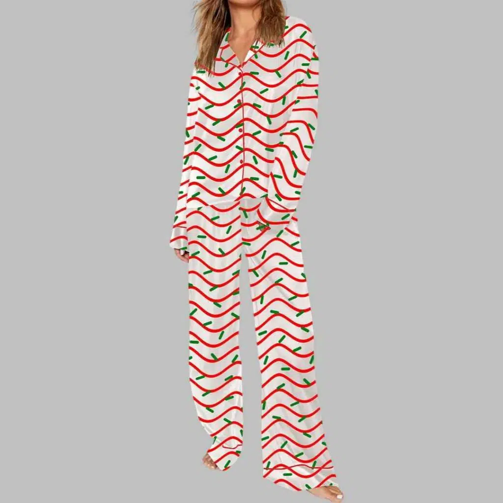 Christmas Tree Cake Stripes And Sprinkles Pajama Set 3