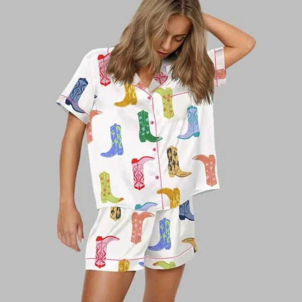 Colorful Cowboy Boot Pajama Set 1