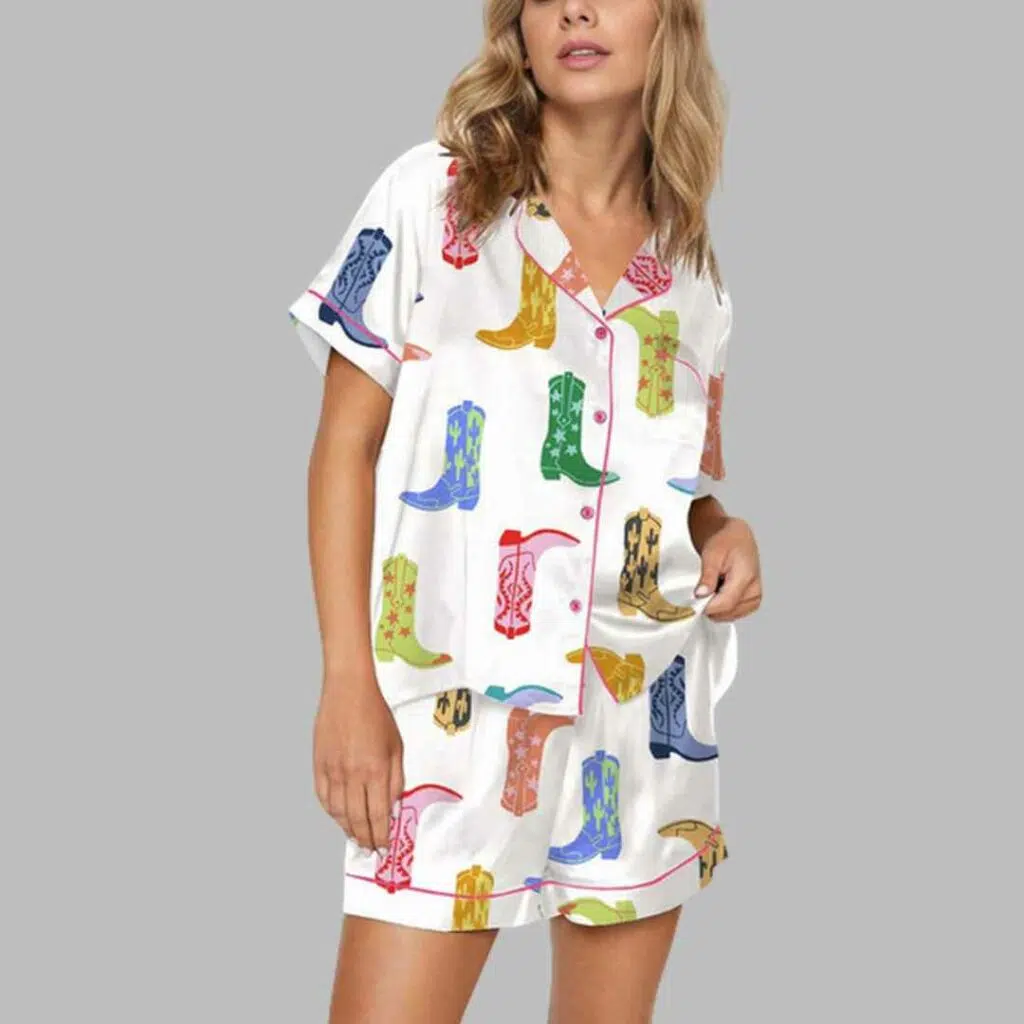 Colorful Cowboy Boot Pajama Set 4