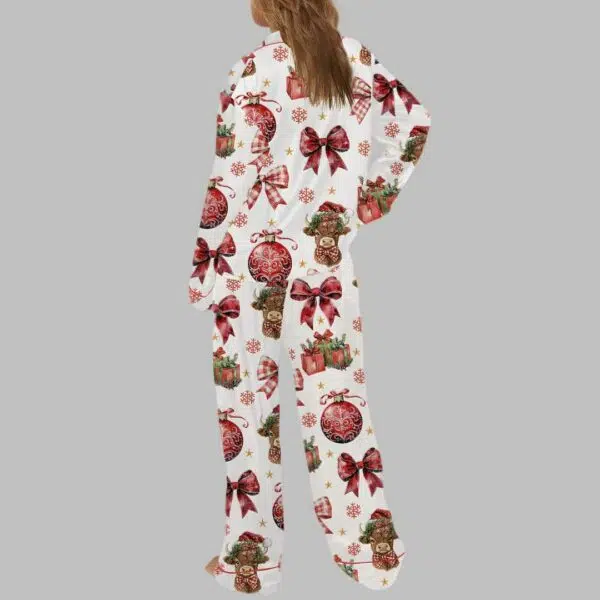 Coquette Christmas Highland Cow Satin Pajama Set 4