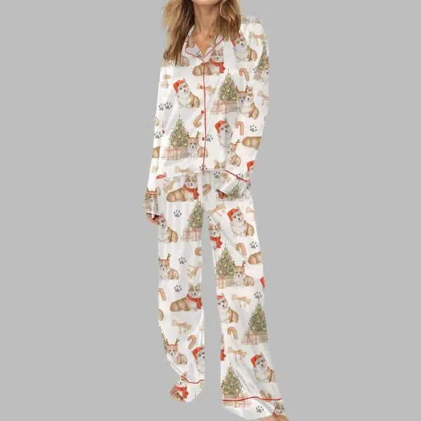 Corgi Christmas Satin Pajama Set 2