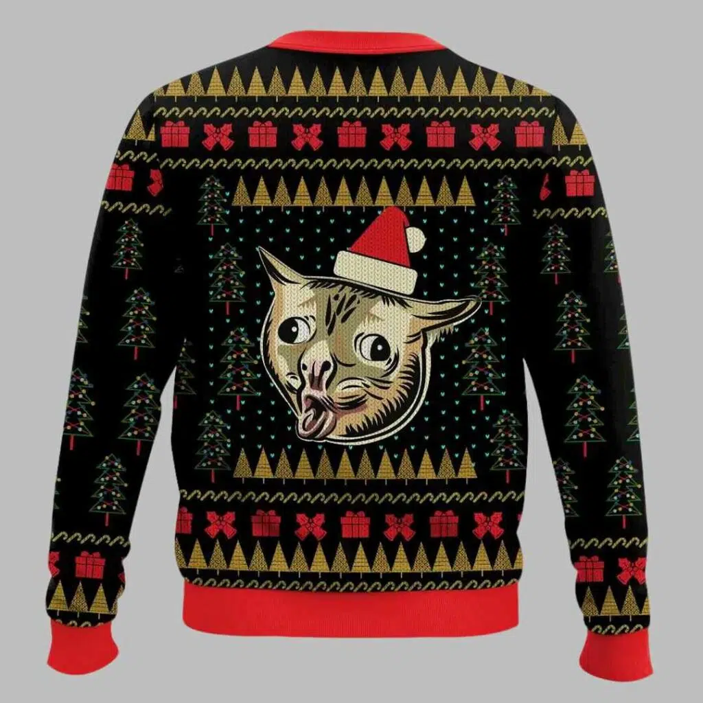 Coughing Cat Meme Ugly Christmas Sweater 2