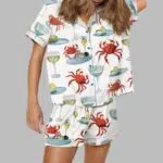 Crab And Martini Satin Pajama Set