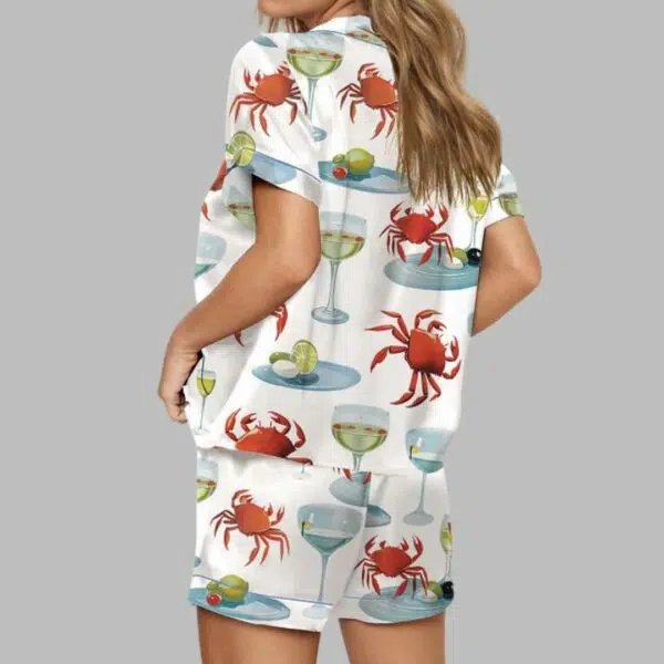 Crab And Martini Satin Pajama Set 3