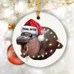 Cute Baby Hippo Moo Deng Bouncy Pig in Thai Hippopotamus Ceramic Ornament