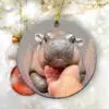 Cute Baby Hippo Moo Deng Bouncy Pig in Thai Hippopotamus Ornament 3