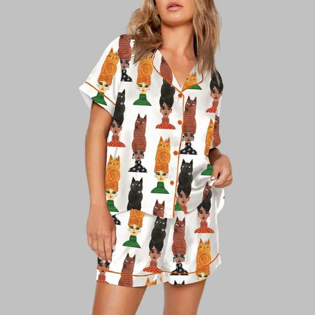 Cute Cat Hair Pajama Set 2