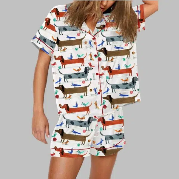 Dachshund And Birds Pajama Set 1