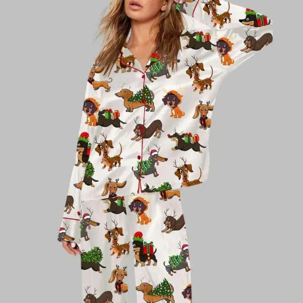 Dachshund Christmas Wiener Dog Pajama Set 1